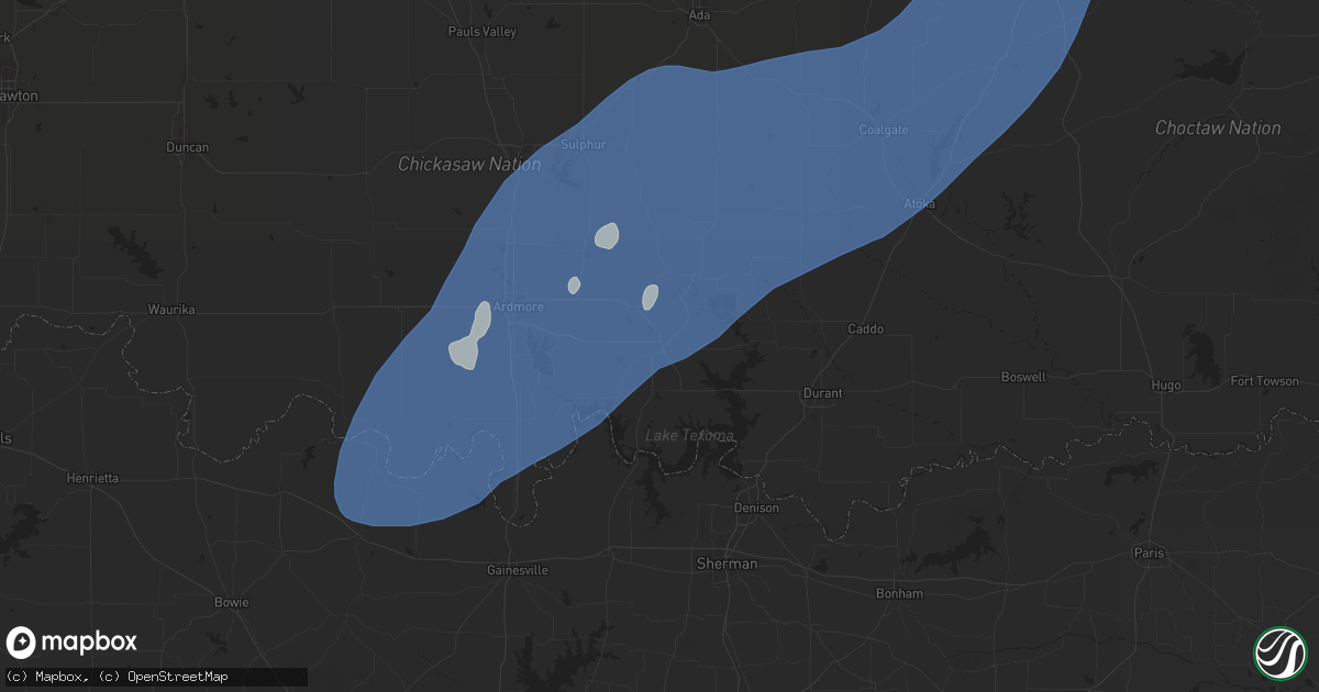 Hail map in Madill, OK on April 3, 2025