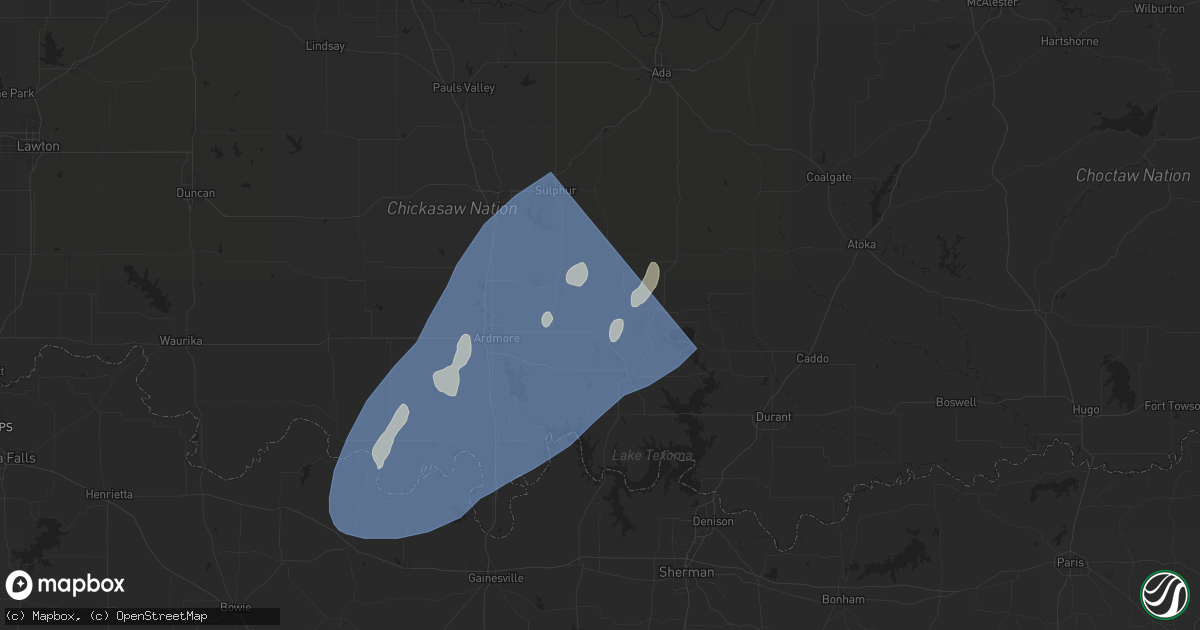 Hail map in Mannsville, OK on April 3, 2025