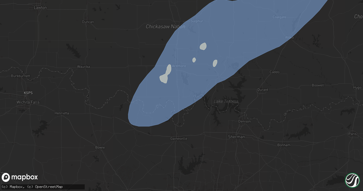 Hail map in Marietta, OK on April 3, 2025