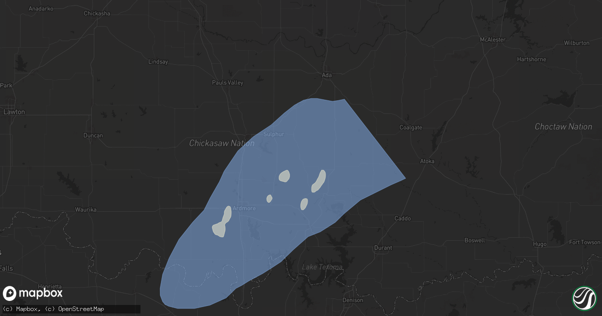 Hail map in Mill Creek, OK on April 3, 2025
