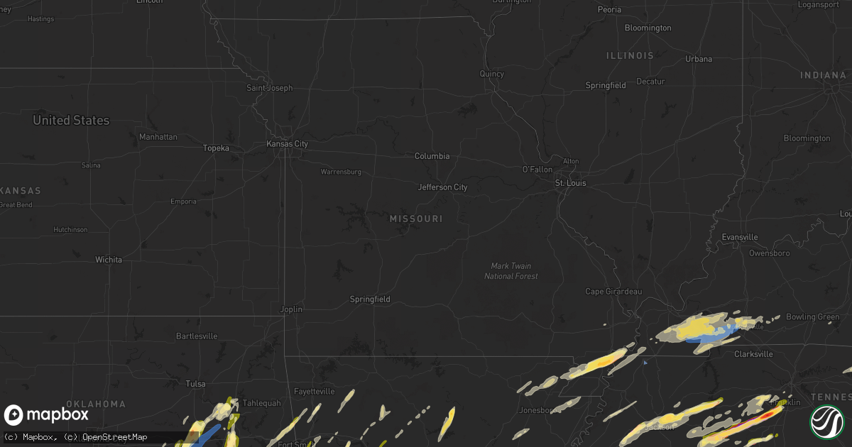 Hail map in Missouri on April 3, 2025
