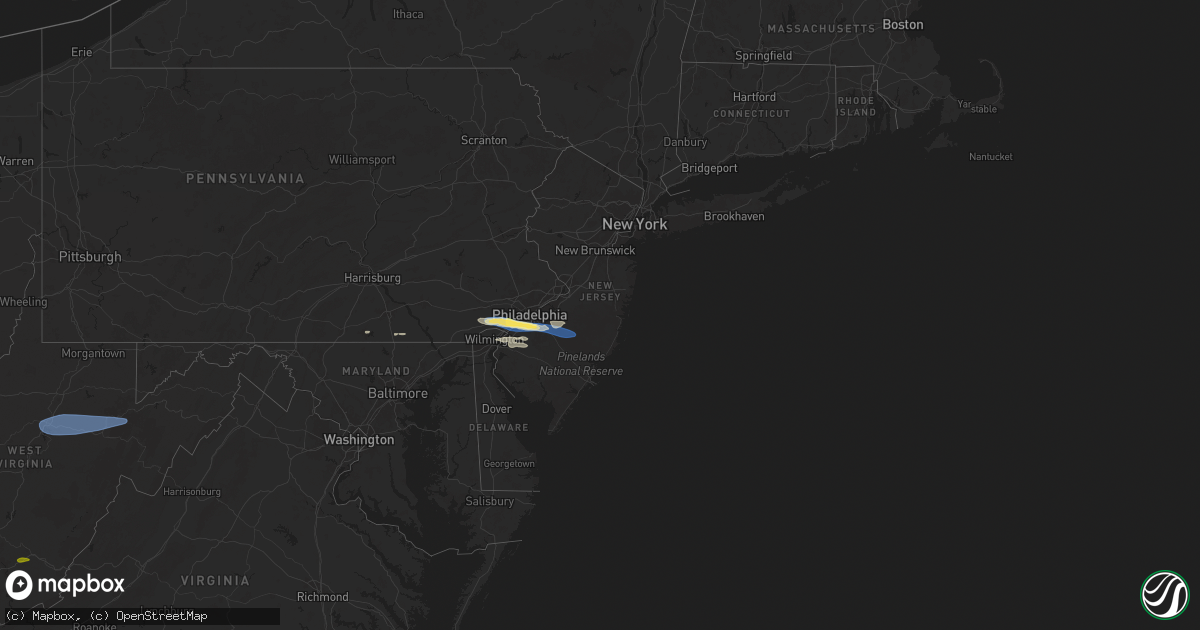 Hail map in New Jersey on April 3, 2025