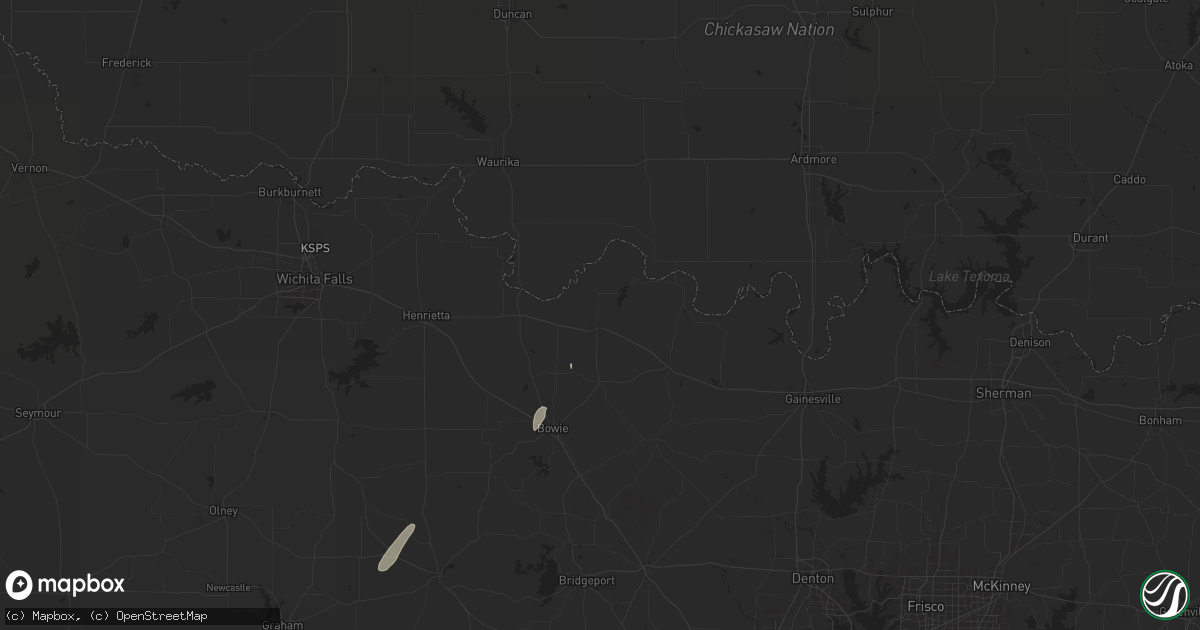 Hail map in Nocona, TX on April 3, 2025