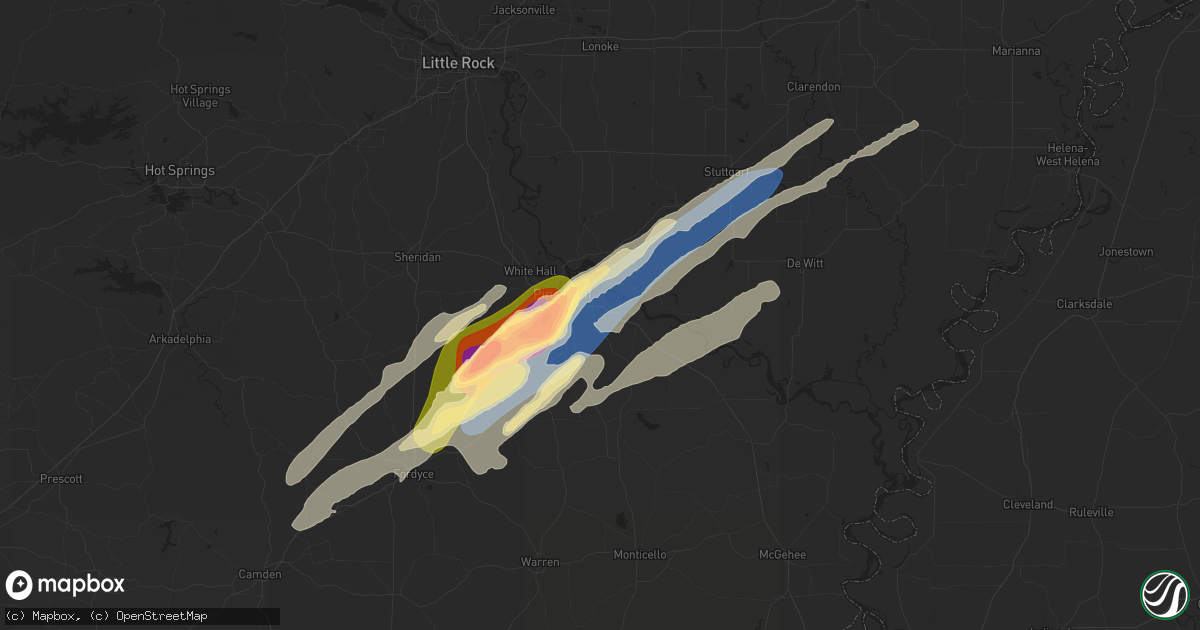 Hail map in Pine Bluff, AR on April 3, 2025