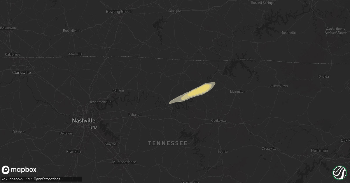 Hail map in Pleasant Shade, TN on April 3, 2025