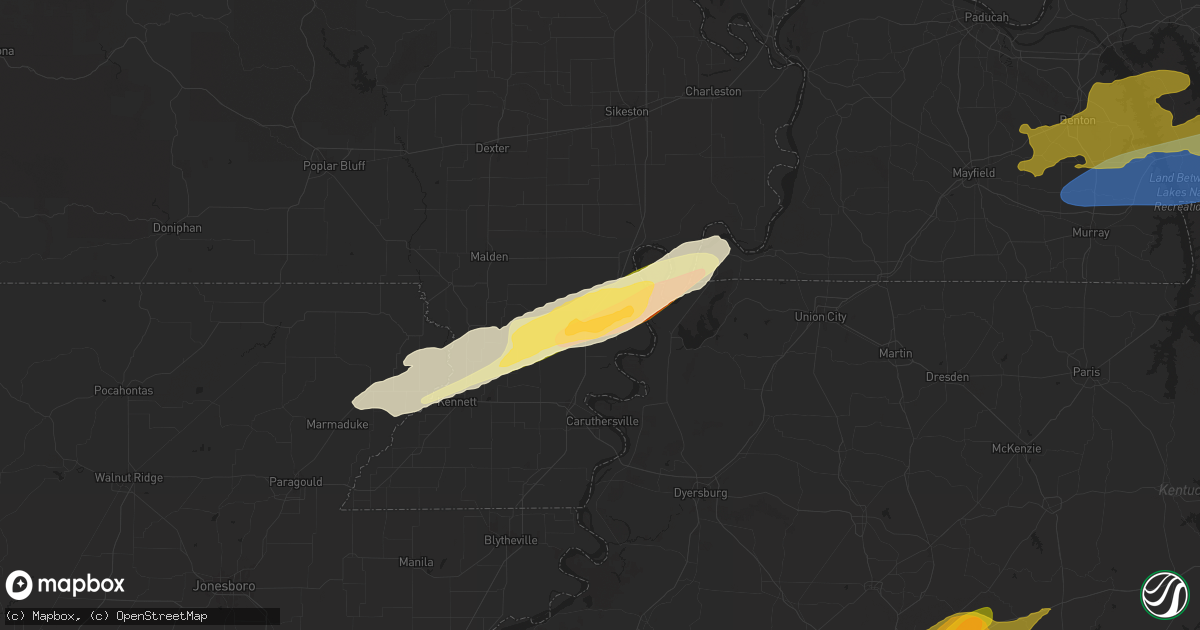 Hail map in Portageville, MO on April 3, 2025