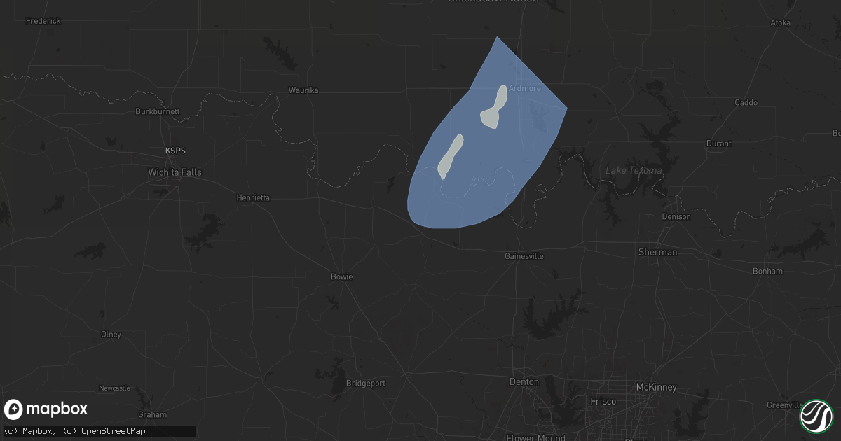 Hail map in Saint Jo, TX on April 3, 2025