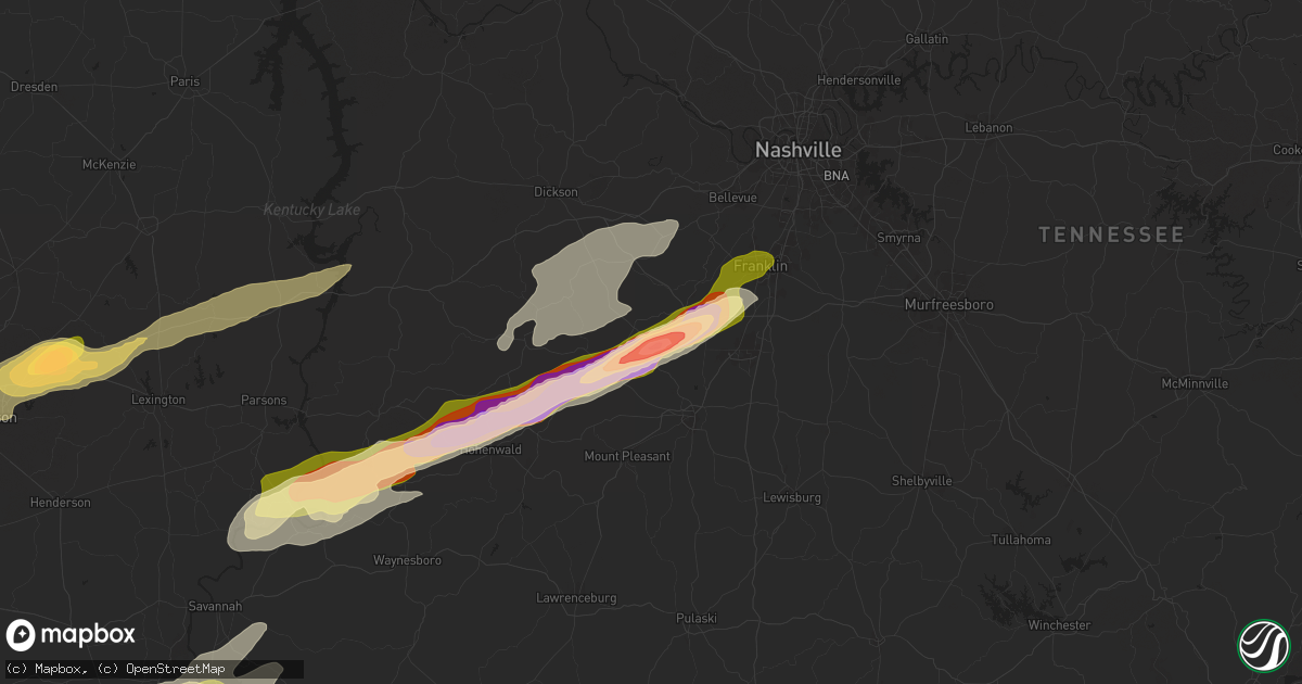 Hail map in Santa Fe, TN on April 3, 2025