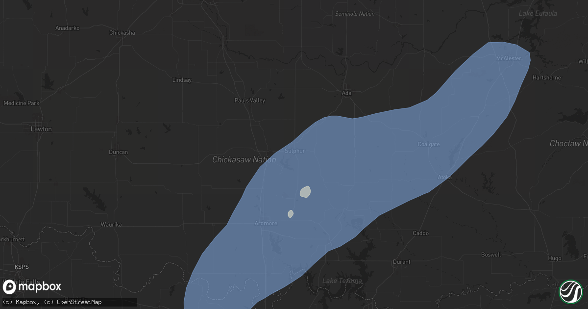 Hail map in Sulphur, OK on April 3, 2025