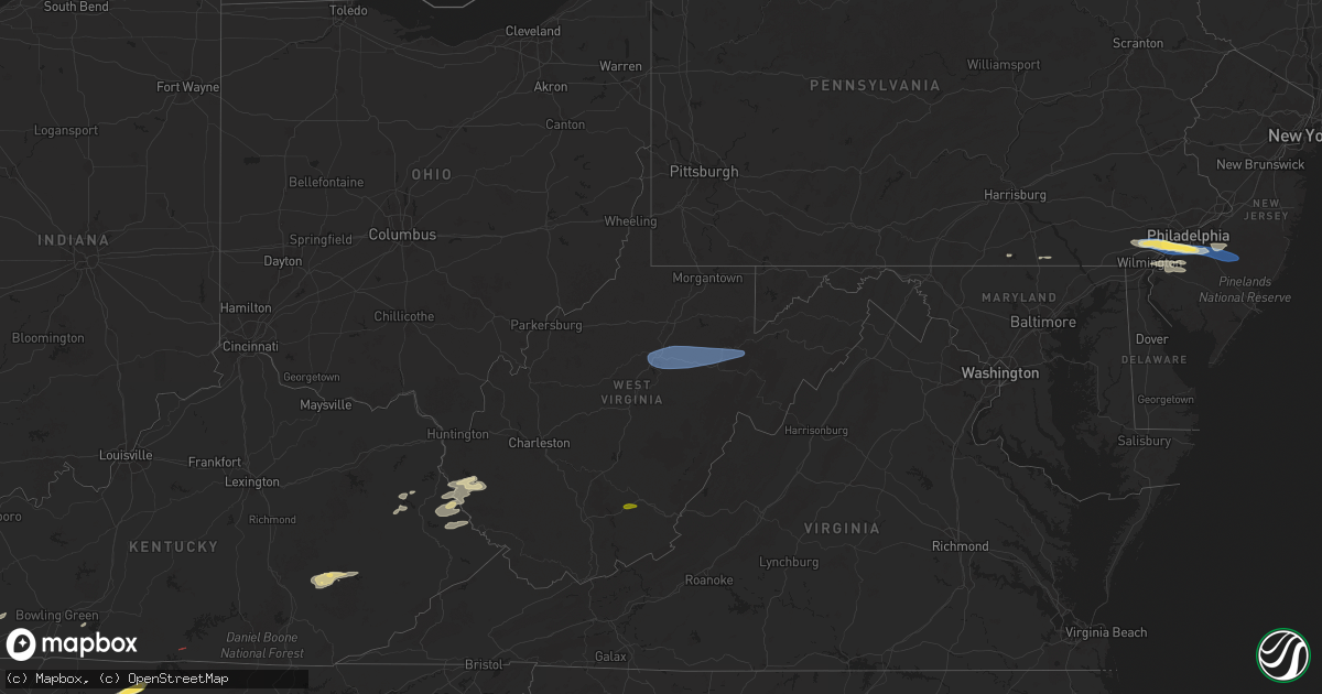 Hail map in West Virginia on April 3, 2025