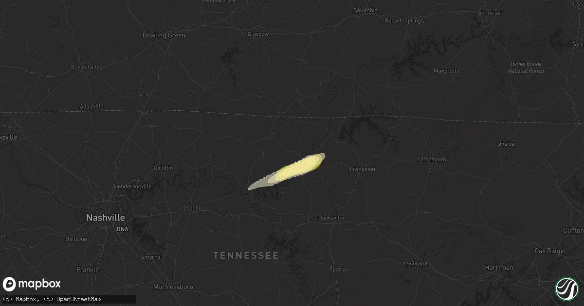 Hail map in Whitleyville, TN on April 3, 2025