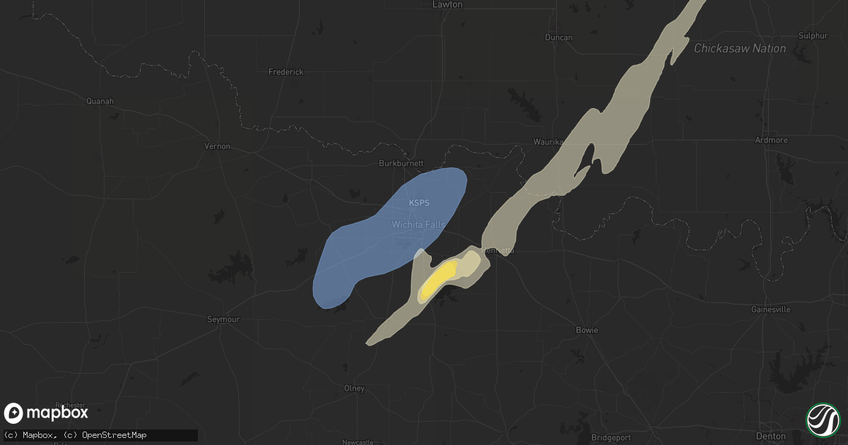 Hail map in Wichita Falls, TX on April 3, 2025