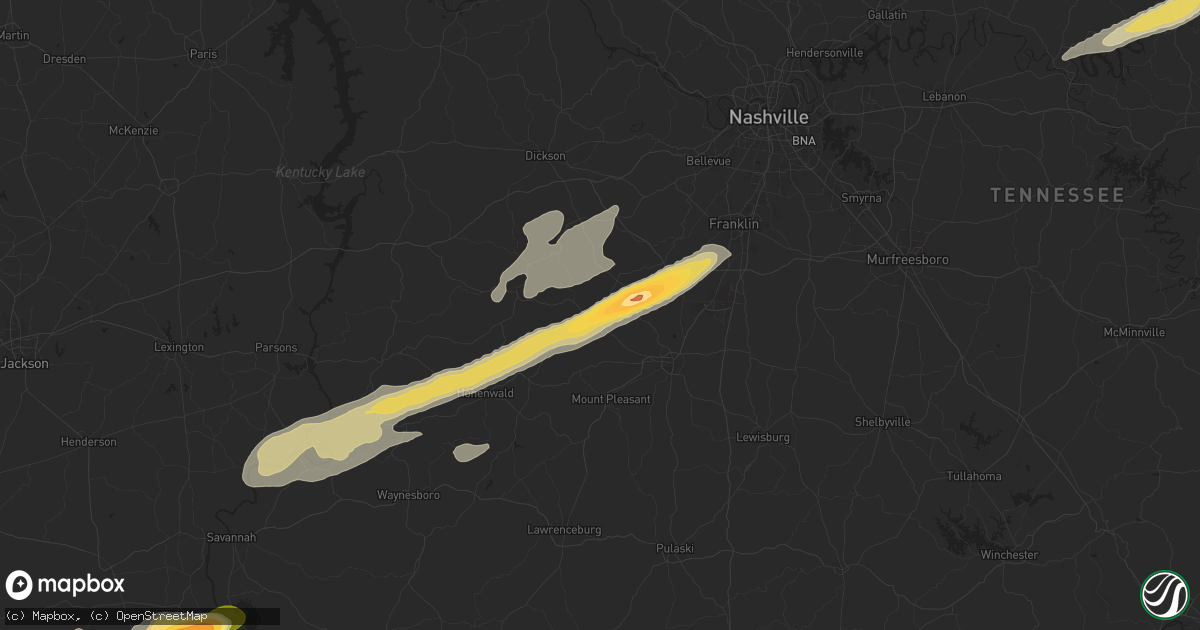Hail map in Williamsport, TN on April 3, 2025