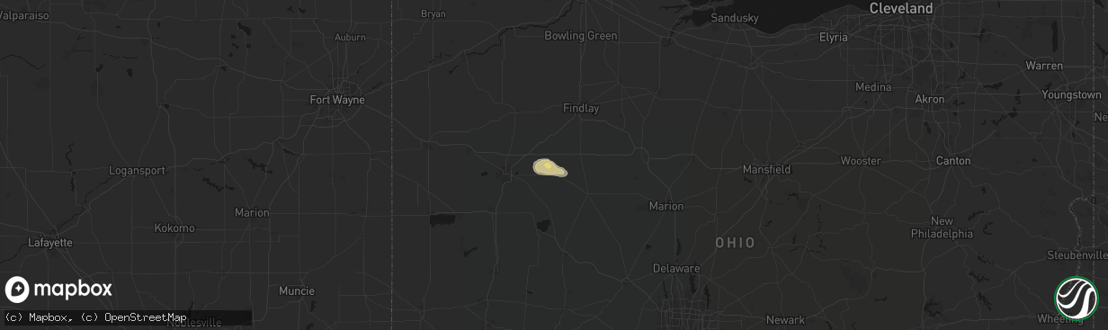 Hail map in Ada, OH on April 3, 2026