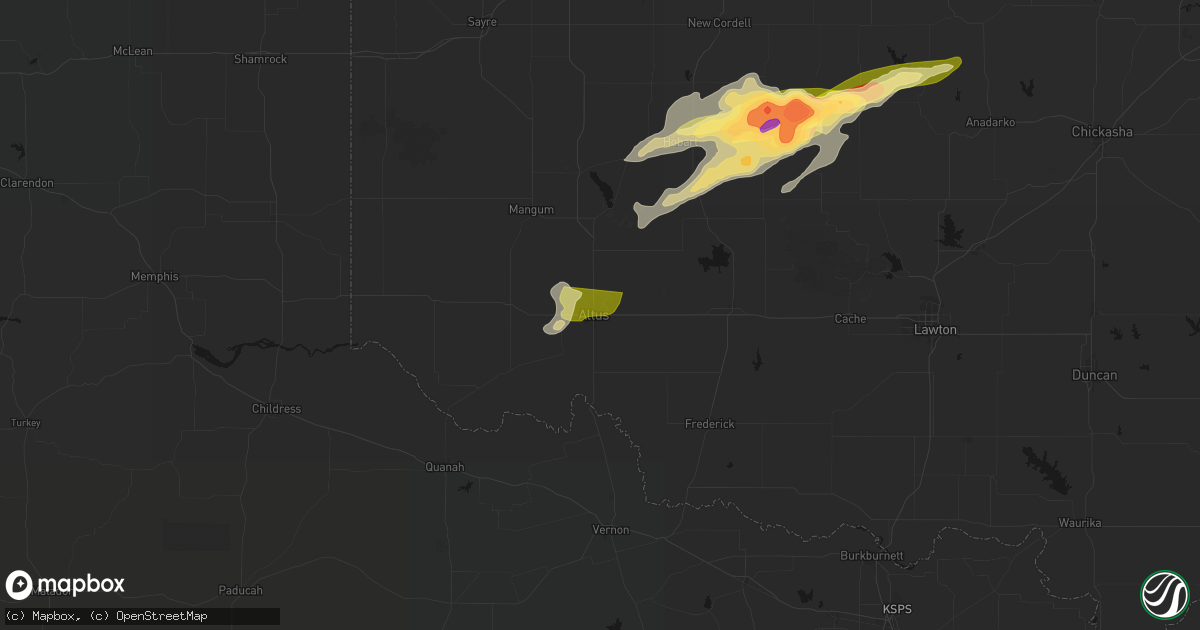 Hail map in Altus, OK on April 3, 2026