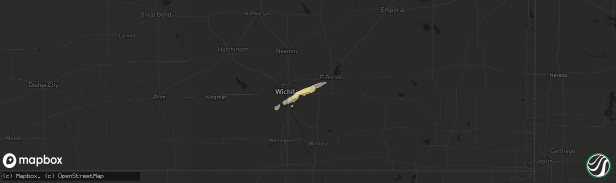 Hail map in Andover, KS on April 3, 2026