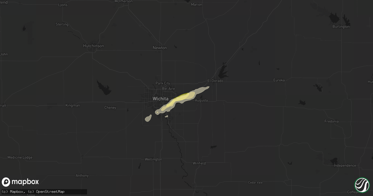 Hail map in Andover, KS on April 3, 2026