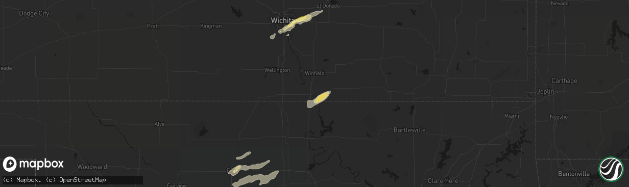 Hail map in Arkansas City, KS on April 3, 2026