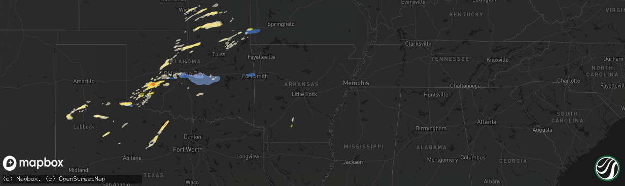 Hail map in Arkansas on April 3, 2026