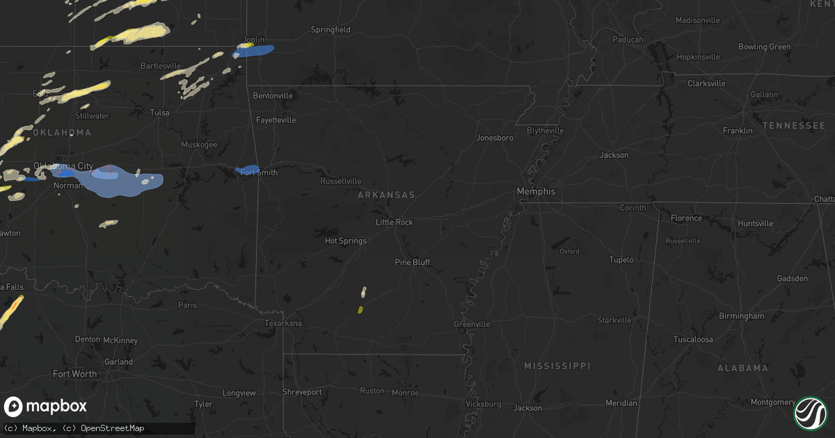 Hail map in Arkansas on April 3, 2026