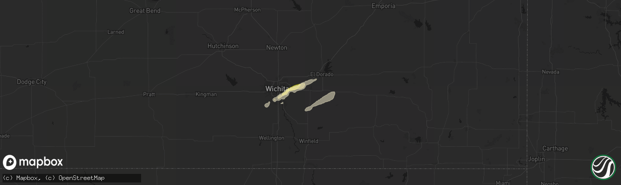Hail map in Augusta, KS on April 3, 2026