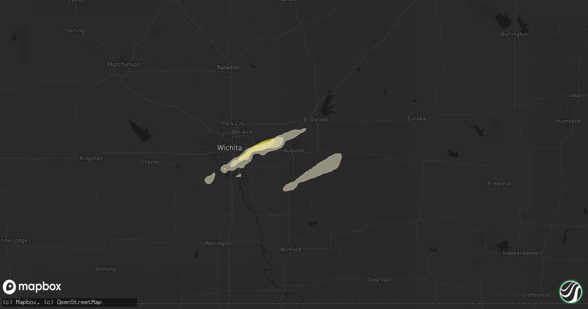 Hail map in Augusta, KS on April 3, 2026