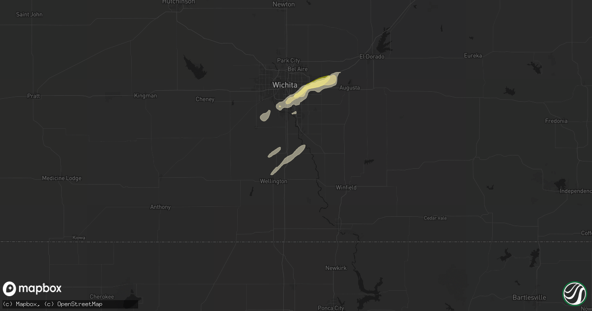 Hail map in Belle Plaine, KS on April 3, 2026