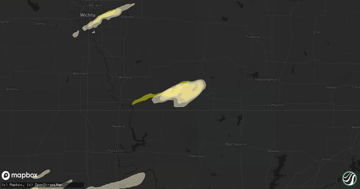 Hail map in Cedar Vale, KS on April 3, 2026