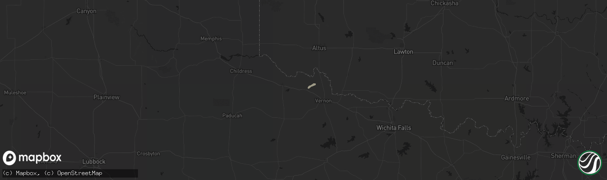 Hail map in Chillicothe, TX on April 3, 2026