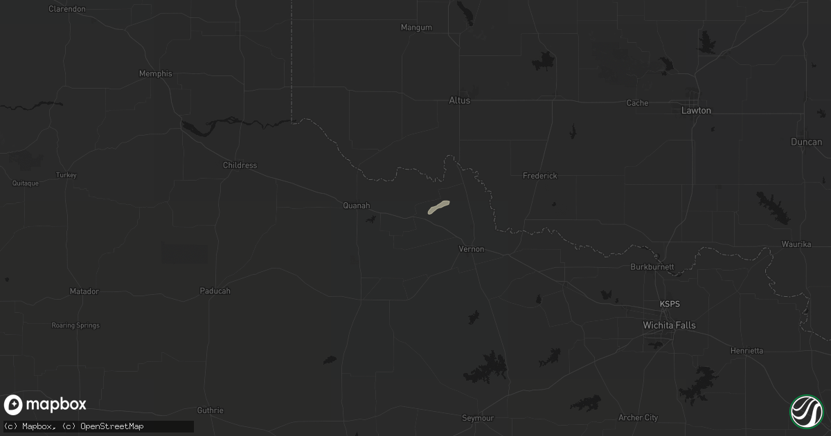 Hail map in Chillicothe, TX on April 3, 2026