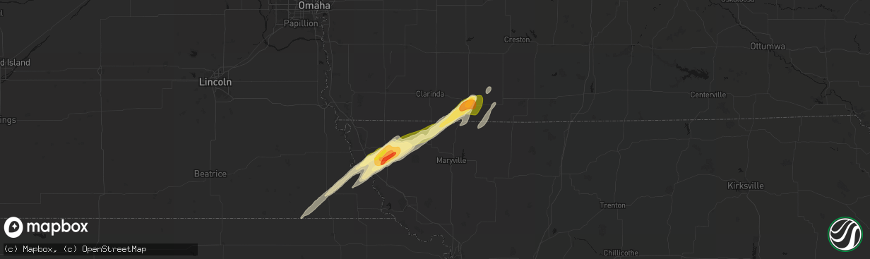 Hail map in Clearmont, MO on April 3, 2026