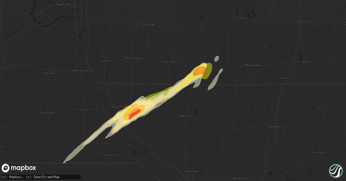 Hail map in Clearmont, MO on April 3, 2026