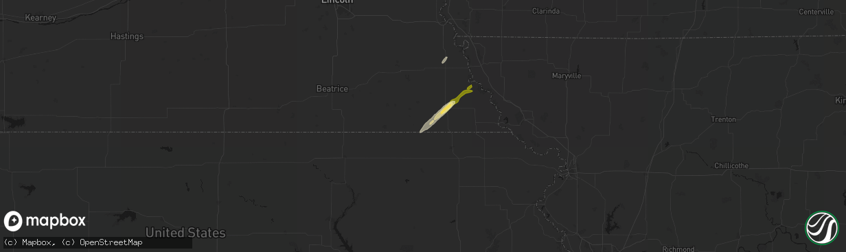 Hail map in Du Bois, NE on April 3, 2026