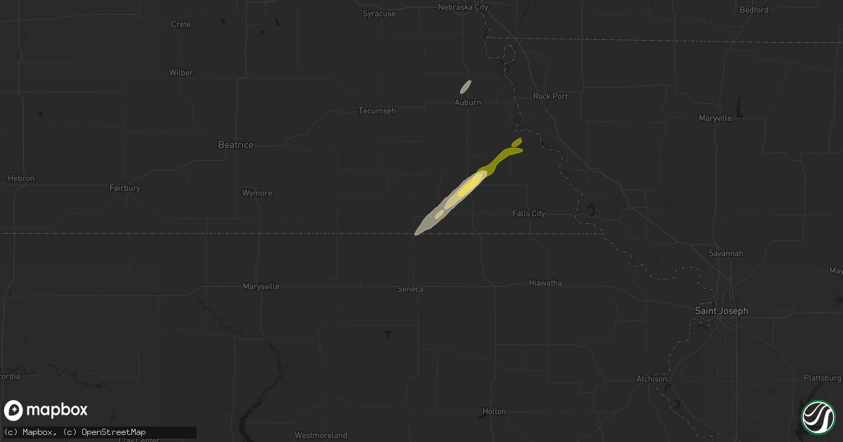Hail map in Du Bois, NE on April 3, 2026