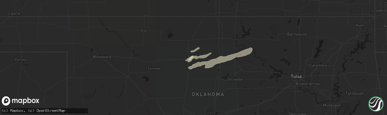 Hail map in Enid, OK on April 3, 2026