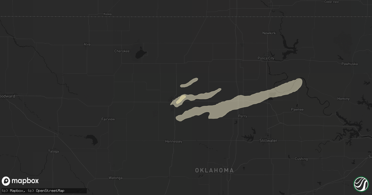 Hail map in Enid, OK on April 3, 2026