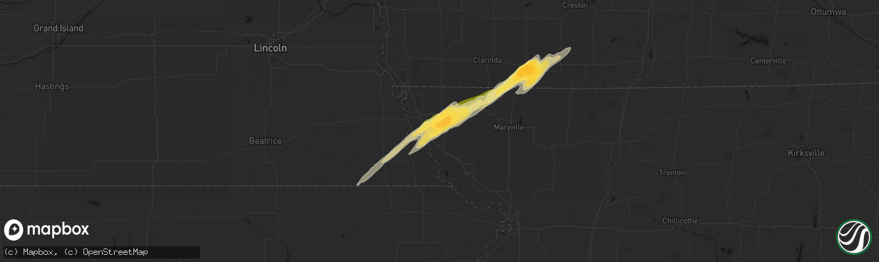 Hail map in Fairfax, MO on April 3, 2026
