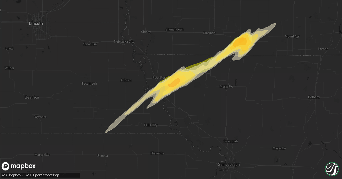 Hail map in Fairfax, MO on April 3, 2026