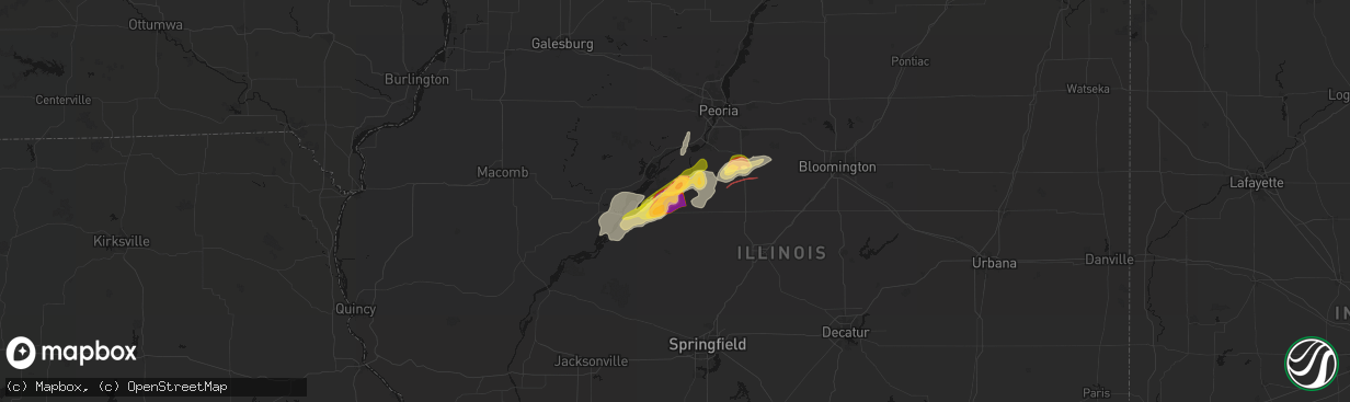 Hail map in Forest City, IL on April 3, 2026