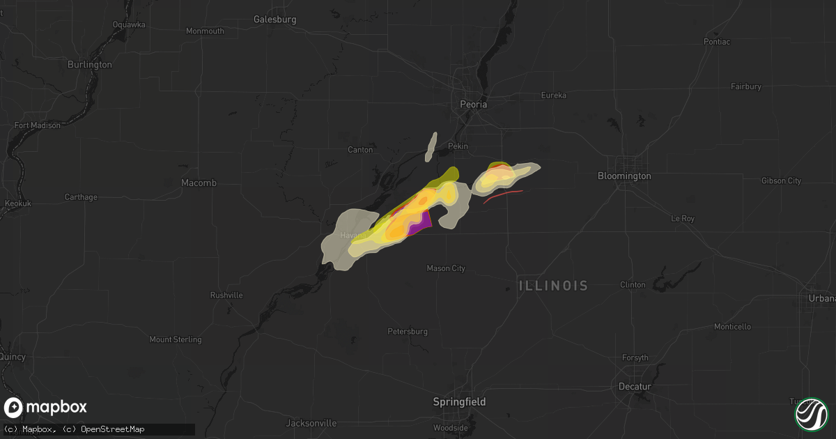 Hail map in Forest City, IL on April 3, 2026
