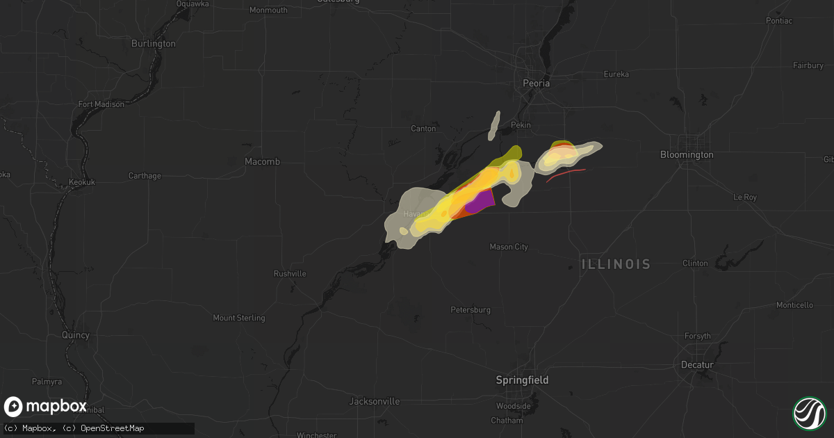 Hail map in Havana, IL on April 3, 2026