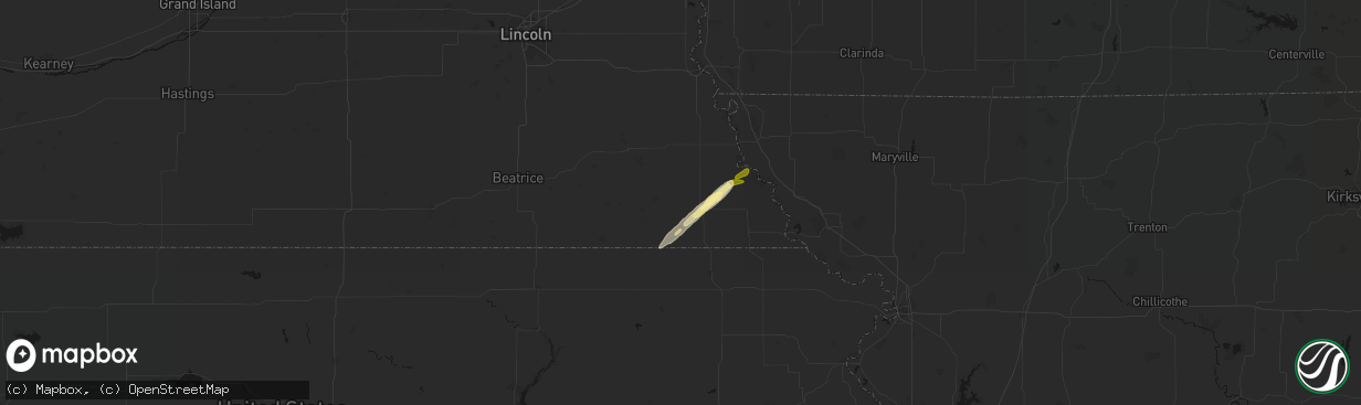 Hail map in Humboldt, NE on April 3, 2026