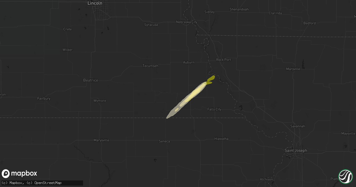 Hail map in Humboldt, NE on April 3, 2026