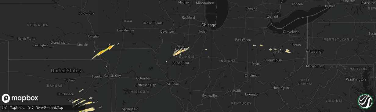 Hail map in Illinois on April 3, 2026
