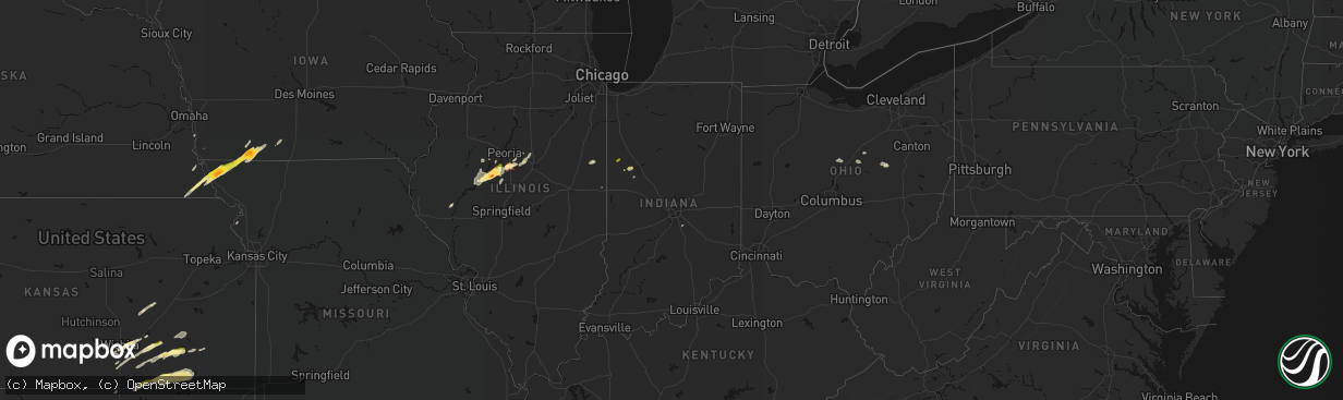 Hail map in Indiana on April 3, 2026