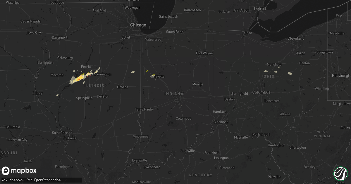 Hail map in Indiana on April 3, 2026