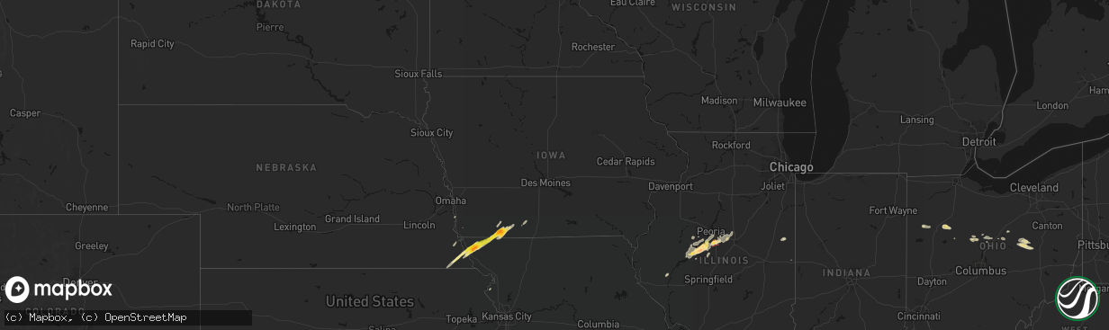 Hail map in Iowa on April 3, 2026