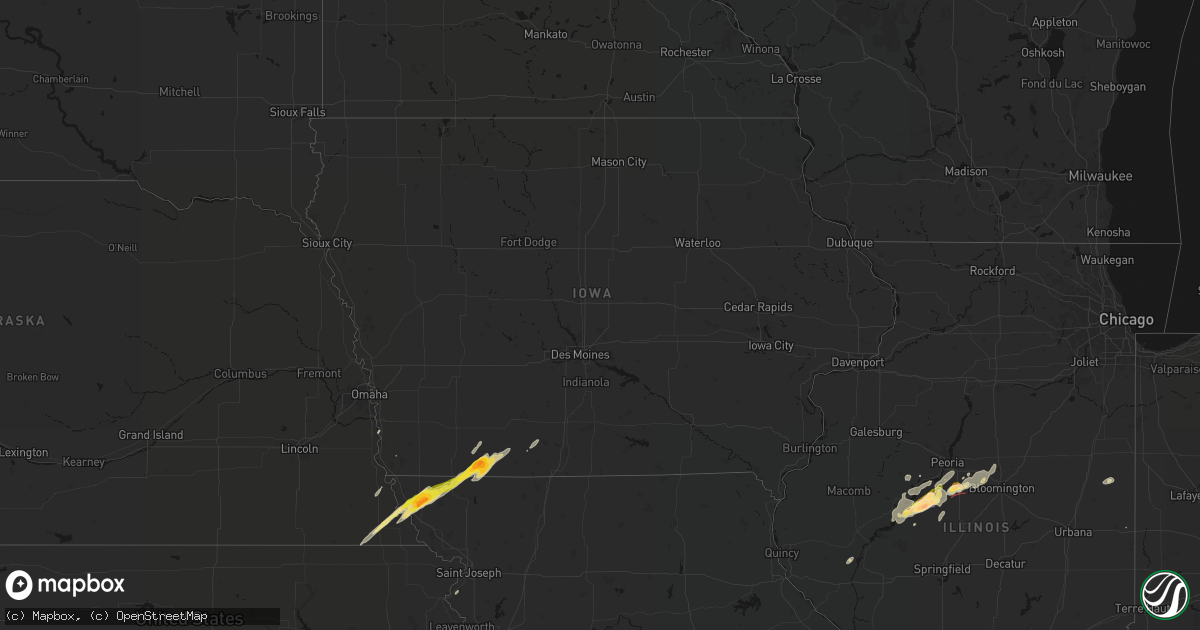 Hail map in Iowa on April 3, 2026