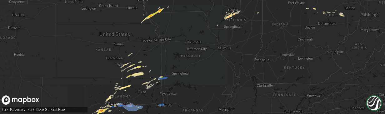 Hail map in Missouri on April 3, 2026