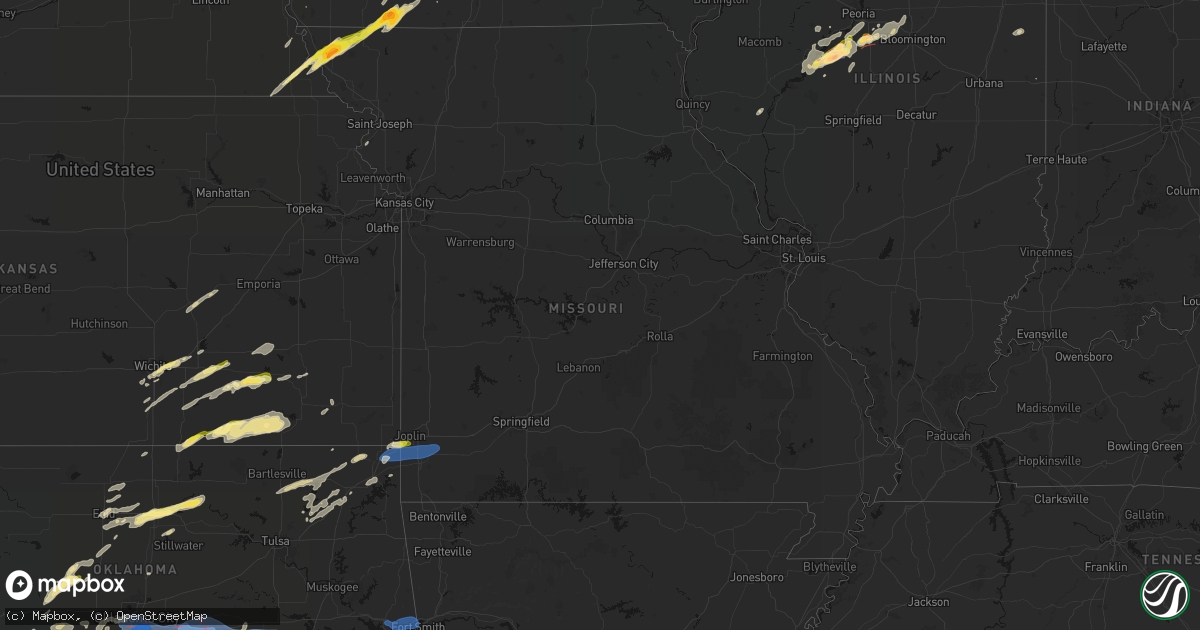 Hail map in Missouri on April 3, 2026